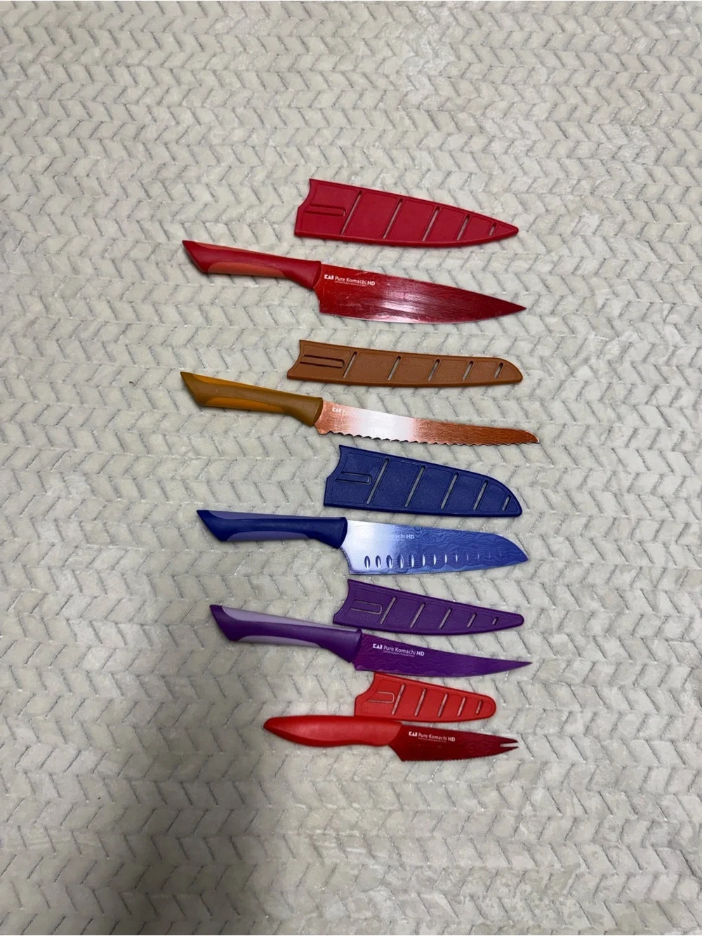 Colorful Assorted Kitchen Knife Set — Red, Orange, Blue, Purple